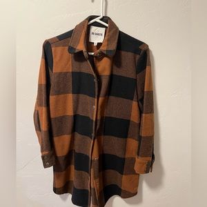 BB Dakota Eldridge Plaid Coat- XS- cognac/ black